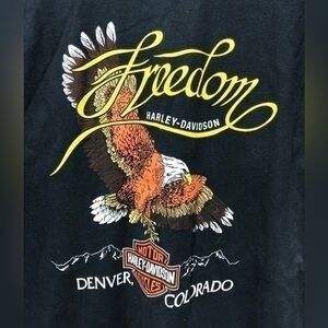 ♈️Harley Davidson Freedom Vintage Black Cotton Pocket T-shirt